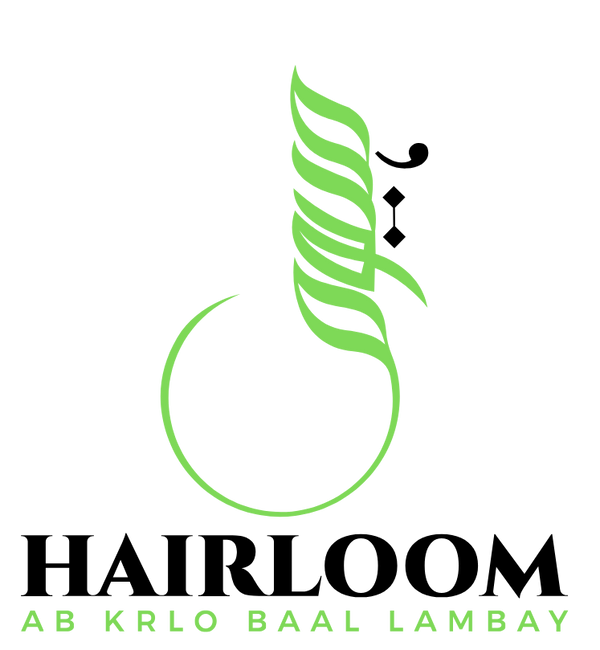 Logo of HAIRLOOM with green and black design on a white background